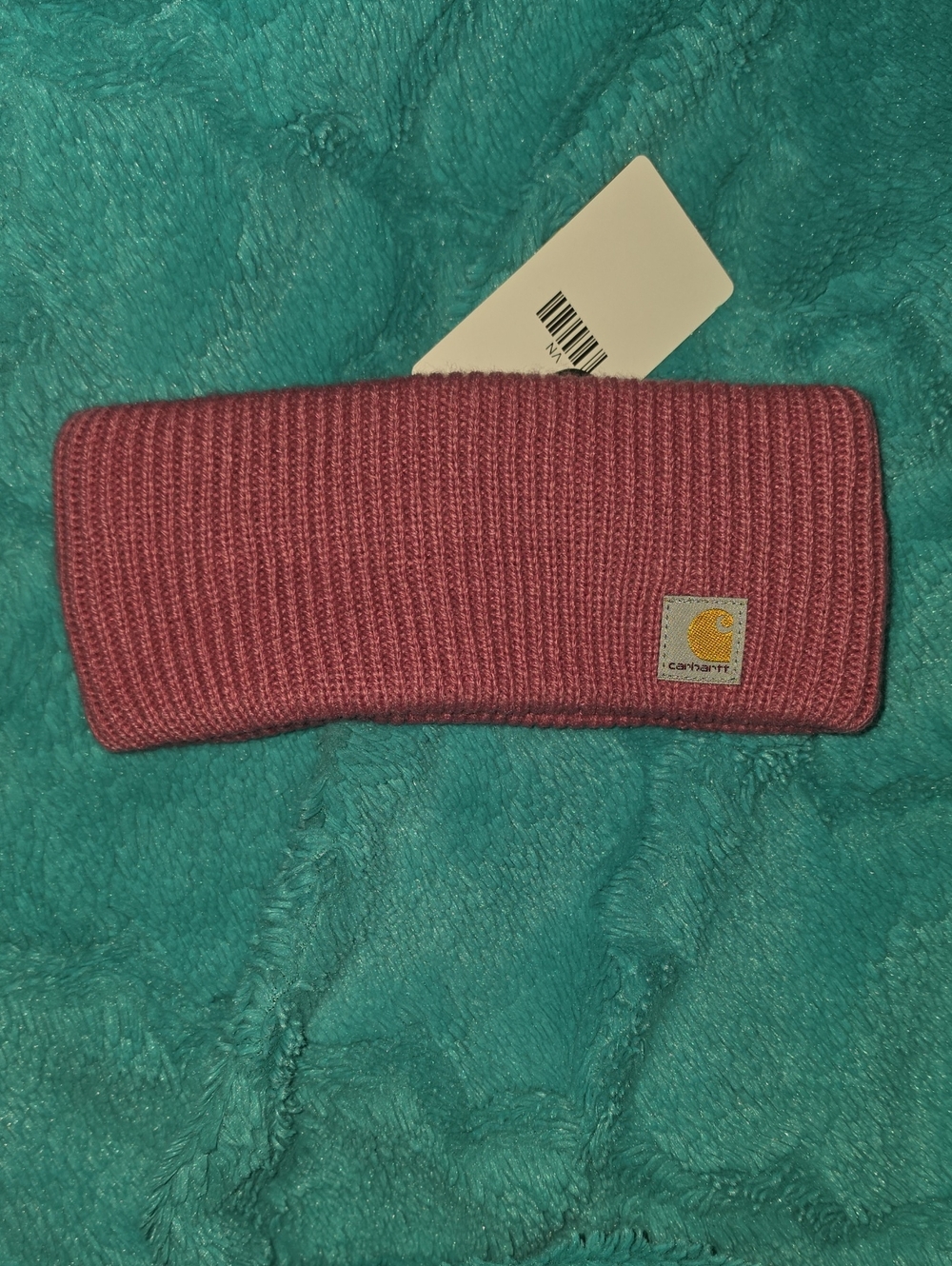 Carhartt Women's Rose Pink Ribbed Headband with Logo Patch